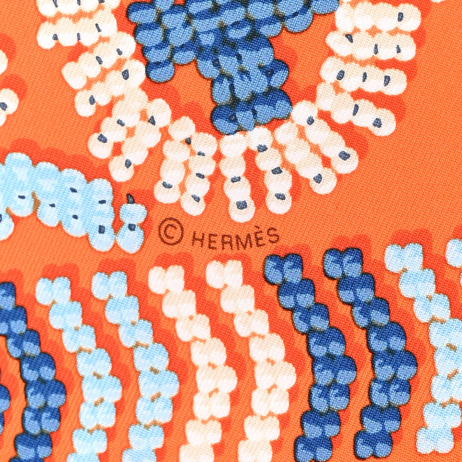 Hermes Silk Jersey Kelly En Perles Scarf 45 Orange Bleu Jean 4 of 5