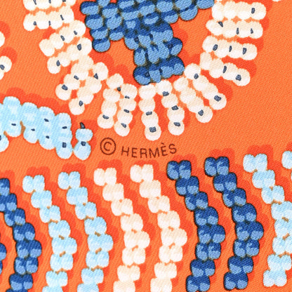 Hermes Silk Jersey Kelly En Perles Scarf 45 Orange Bleu Jean 4 of 5