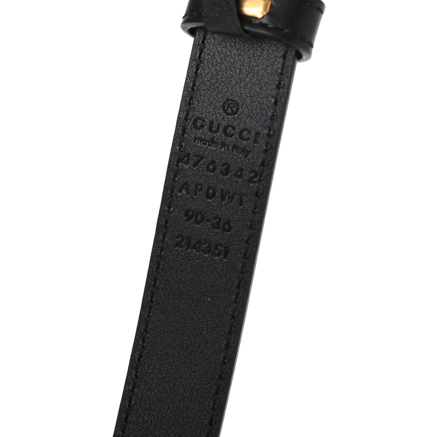 Calfskin Pearl Double G 20mm Belt 90 36 Black Cream