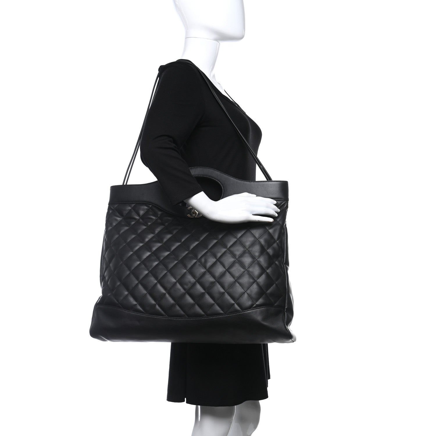 Chanel Lambskin Quilted Large 31 Shopping Bag Black 2 of 9