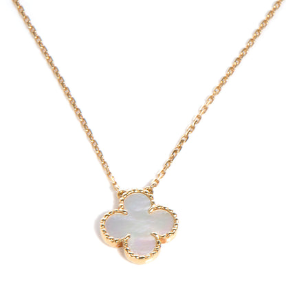 Van Cleef & Arpels 18K Yellow Gold Mother of Pearl Vintage Alhambra Pendant Necklace 1 of 6