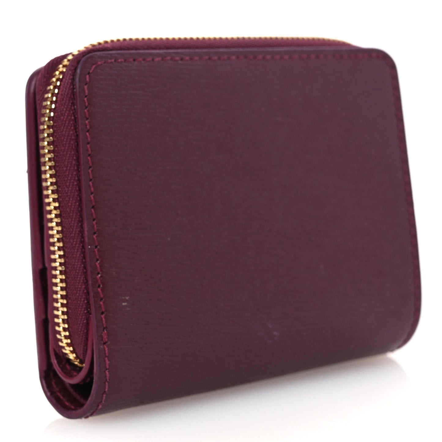 Textured Calfskin Script Logo Mini Wallet Rosso Ancora