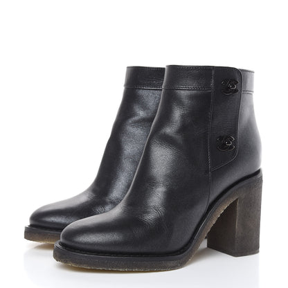 Chanel Goatskin CC Turnlock Ankle Boots 39.5 Black 3 of 13