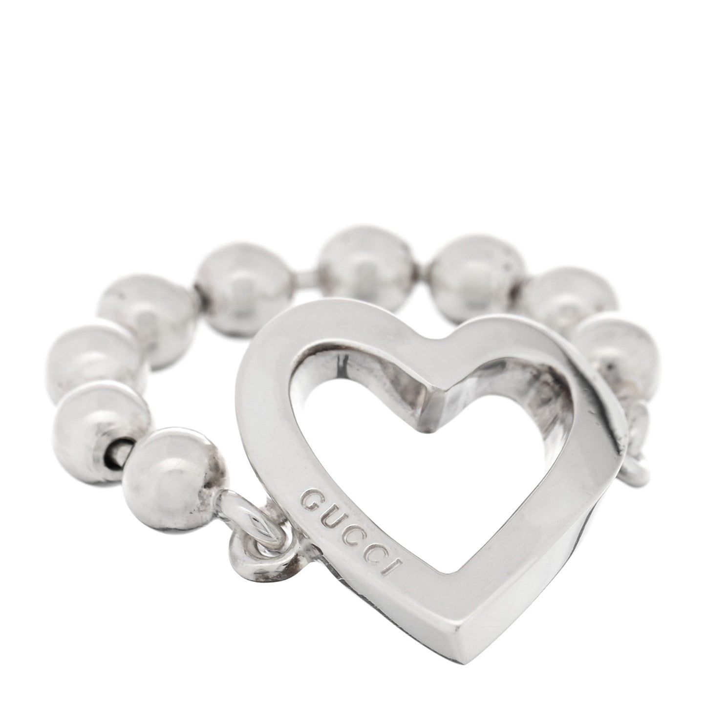 Sterling Silver Bead Heart Ring 54 7