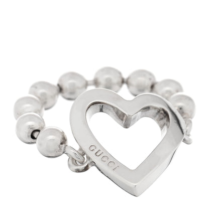 Gucci Sterling Silver Bead Heart Ring 54 7 1 of 4