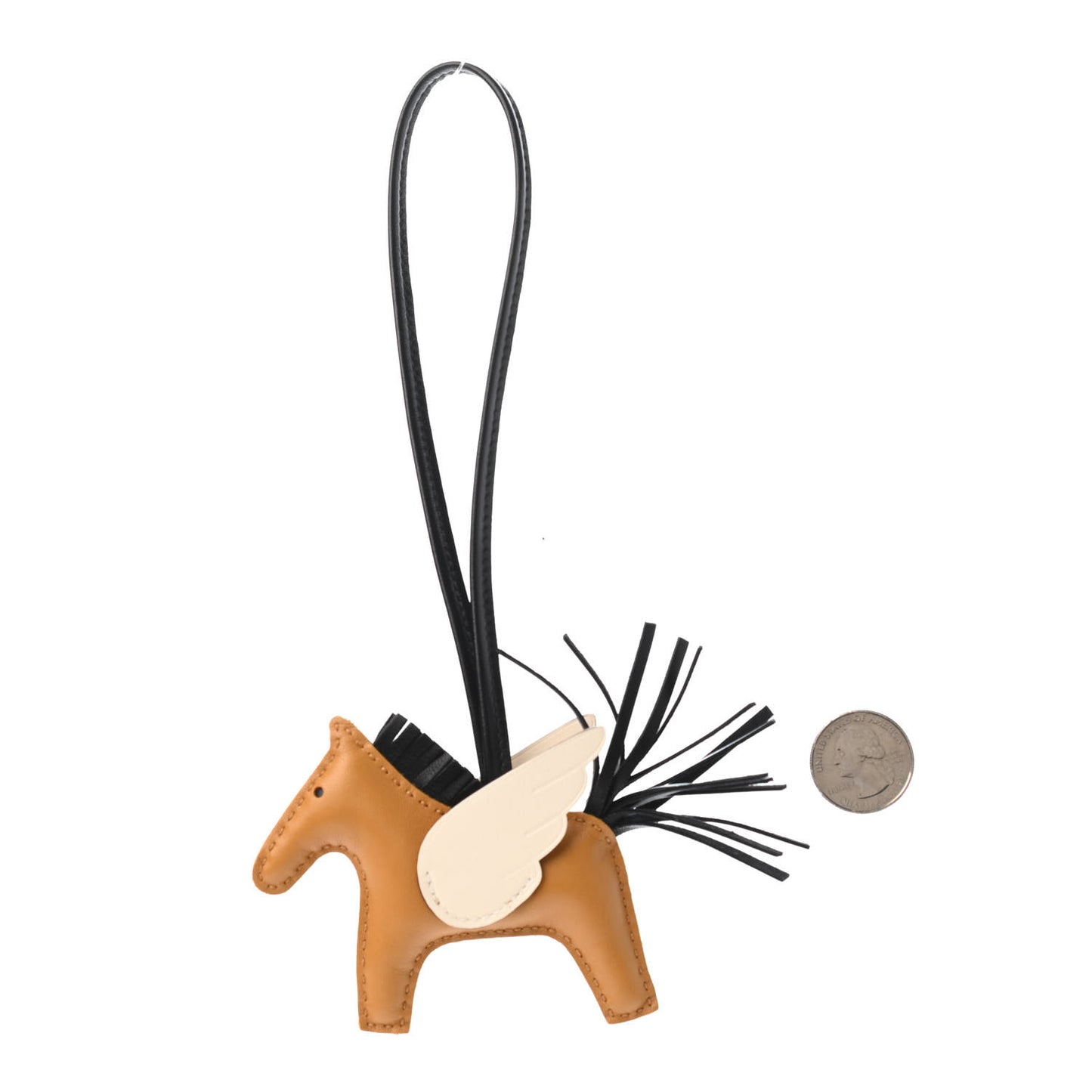 Milo Lambskin Grigri Rodeo Pegase Horse Bag Charm PM Sesame Black Nata