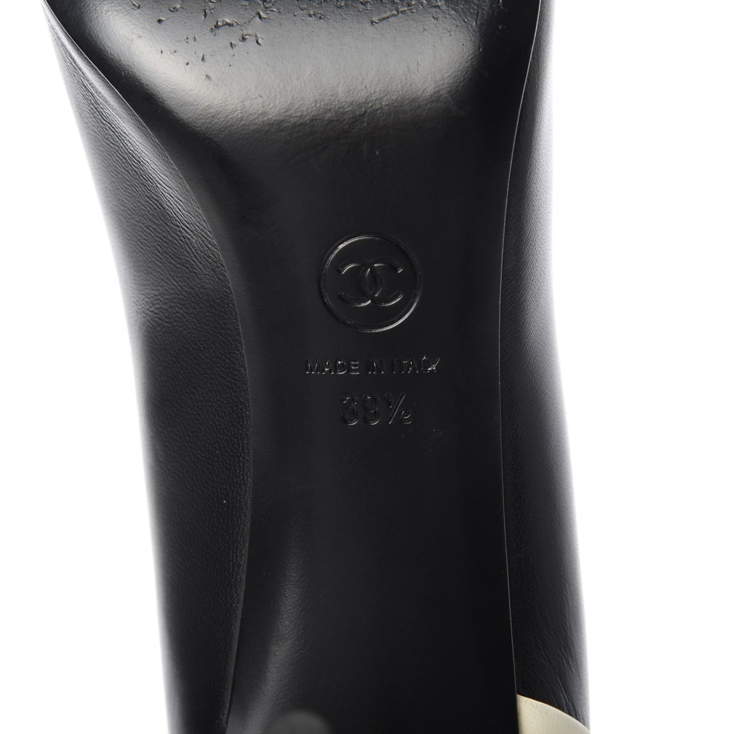 Lambskin CC Pumps 39.5 Black Ivory