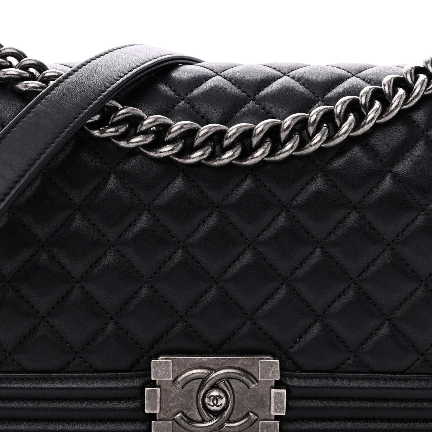 Chanel Lambskin Quilted Medium Boy Flap Black 8 of 12