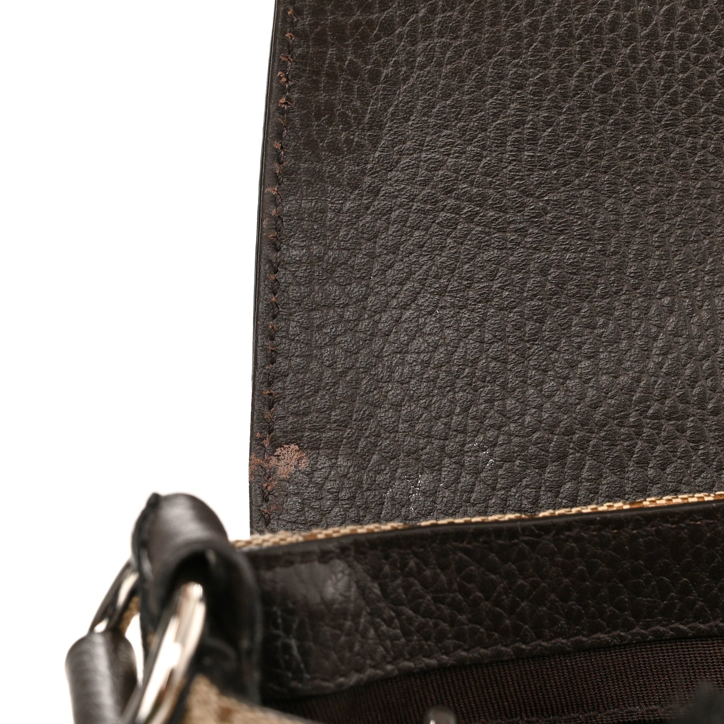 Monogram Large Flap Messenger Bag Beige Dark Brown