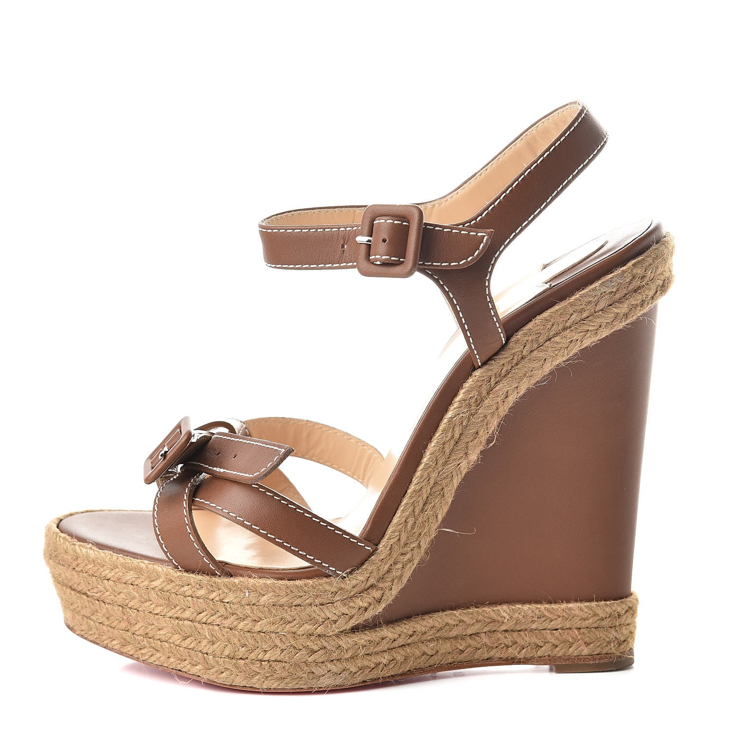 Christian Louboutin Calfskin Rope Zero Problem 140 Espadrille Wedges 40 Brown 1 of 7