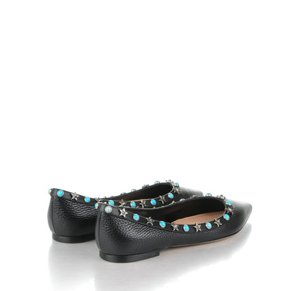 Valentino Garavani Pebbled Calfskin Rockstud Rolling Ballerina Flats 36.5 Black 4 of 8