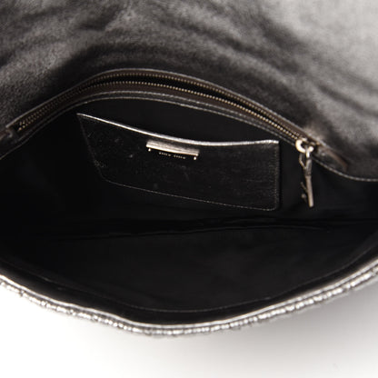 Miu Miu Metallic Nappa Matelasse Crystal Flap Clutch Cromo 5 of 10
