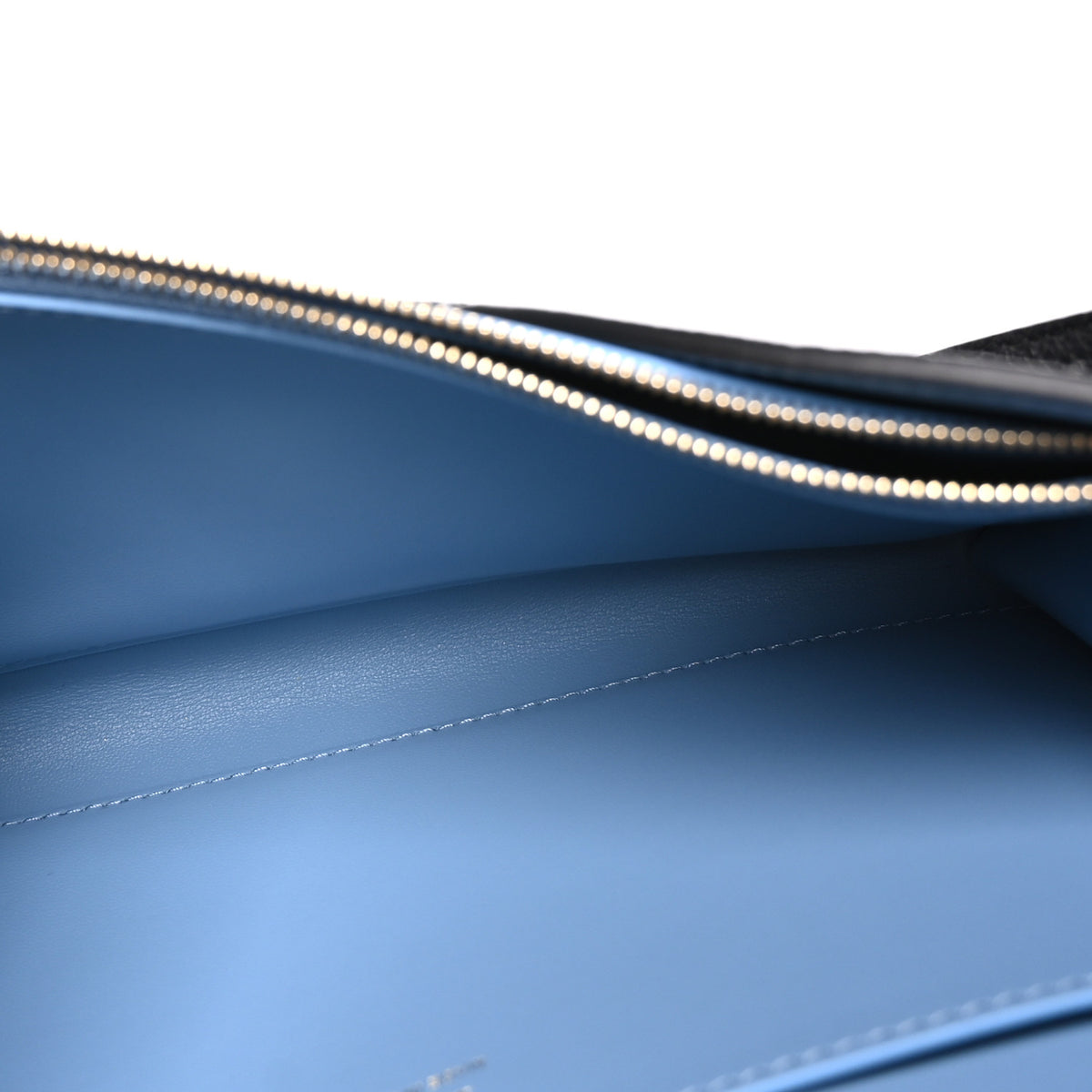 Grained Calfskin Medallion Envelope Pouch With Strap  Black Myosotis Blue