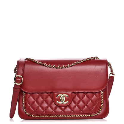 Chanel Lambskin Quilted Large CC Unchained Crossbody Red 1 of 10