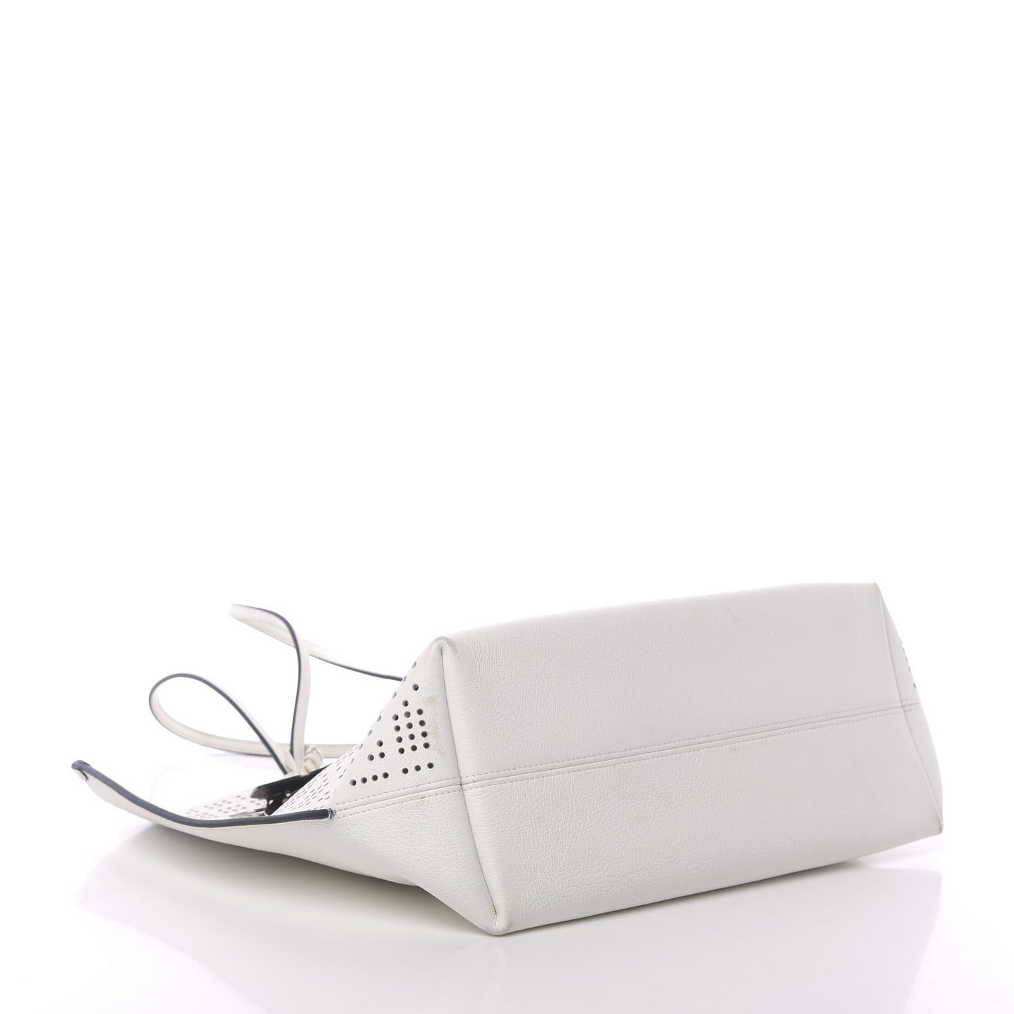 Calfskin Perforated Cannage Dioriva Tote White