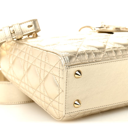 Christian Dior Metallic Lambskin Cannage Small My ABCDior Lady Dior Gold 9 of 10