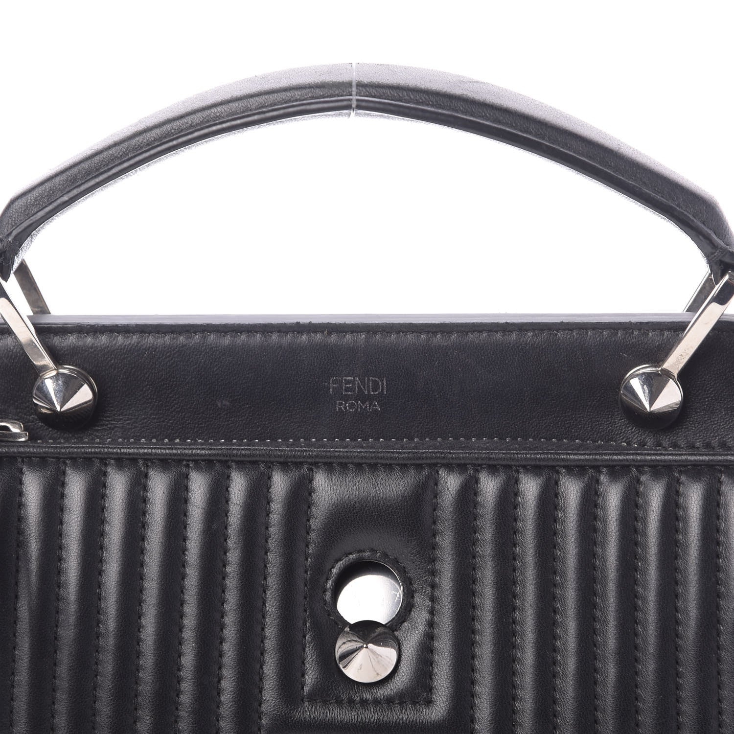 Fendi Shiny Nappa Trapuntata Small DotCom Click Top Handle Chain Satchel Black 12 of 12