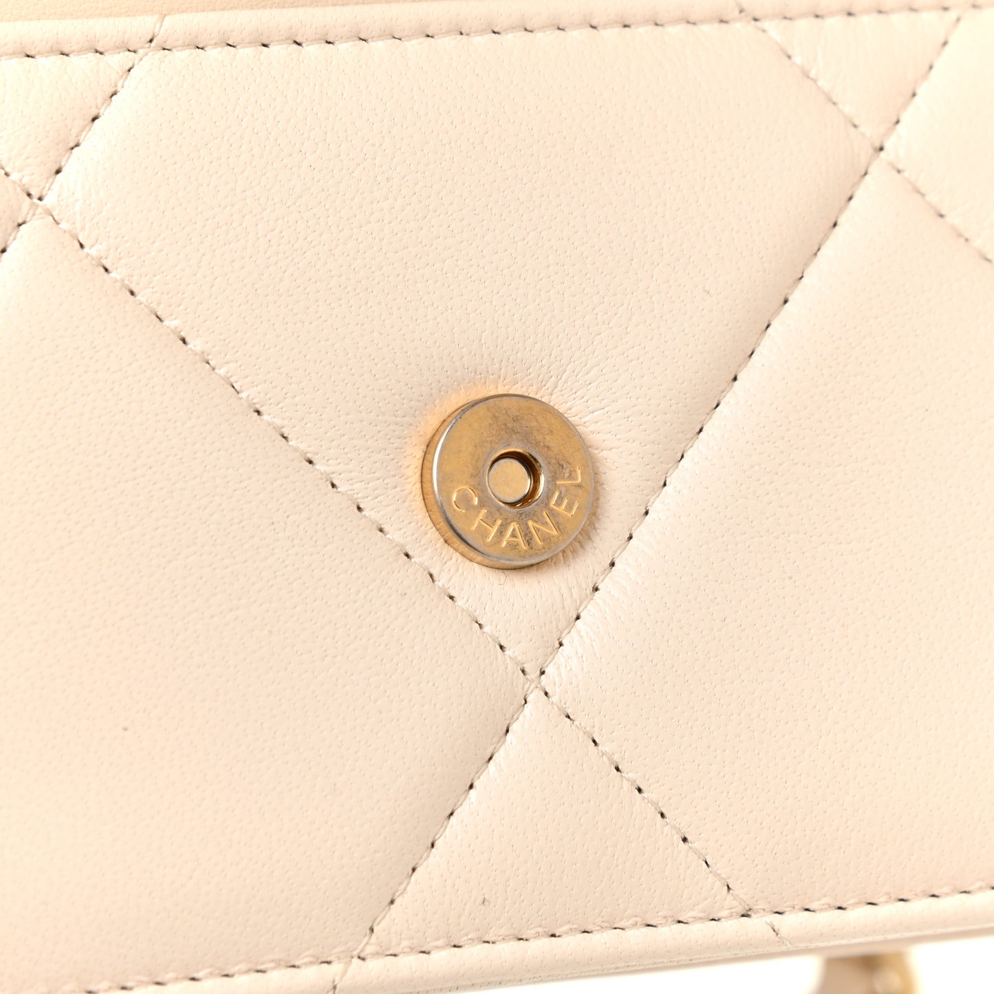 Goatskin Quilted Chanel 19 Wallet On Chain WOC Light Beige