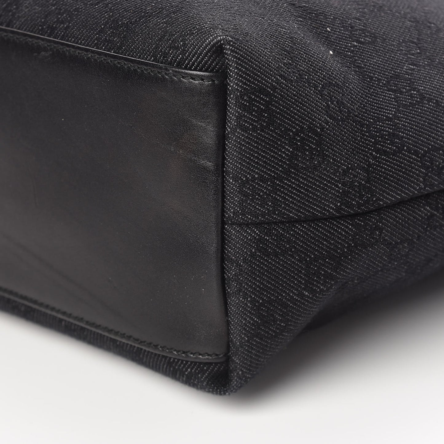Denim Monogram Chain Bucket Tote Black