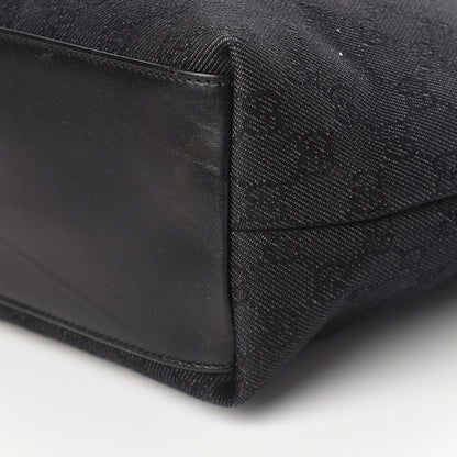 Gucci Denim Monogram Chain Bucket Tote Black 10 of 10