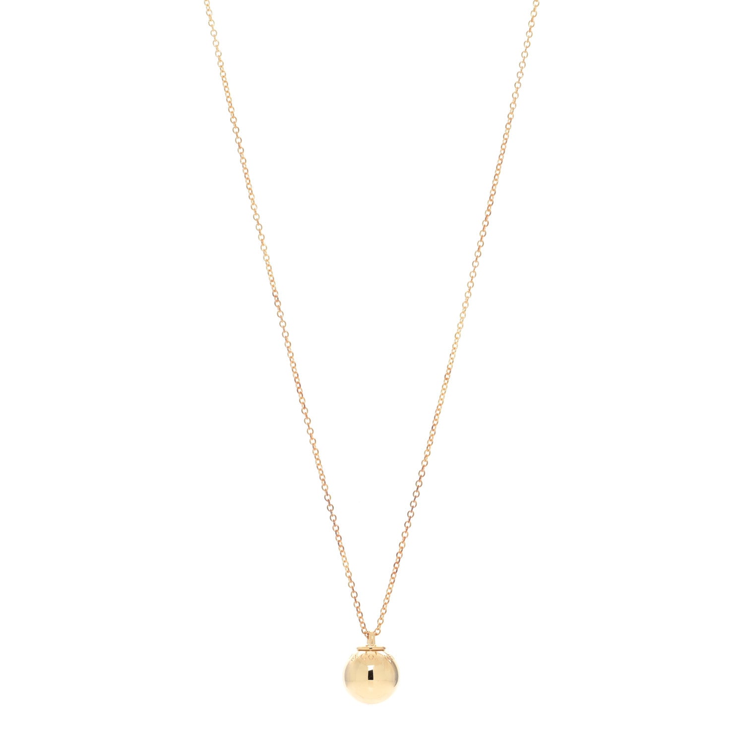Tiffany 18K Yellow Gold 12.75mm HardWear Ball Pendant Necklace 1 of 5