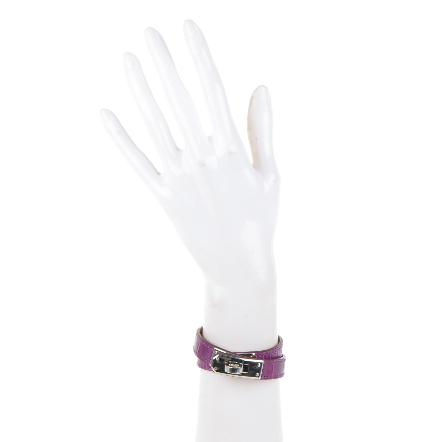 Hermes Shiny Alligator Kelly Double Tour Bracelet S Violet 2 of 6