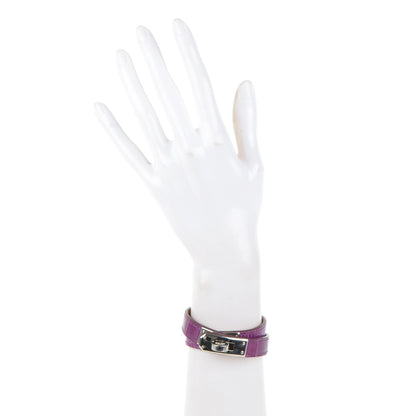 Hermes Shiny Alligator Kelly Double Tour Bracelet S Violet 2 of 6