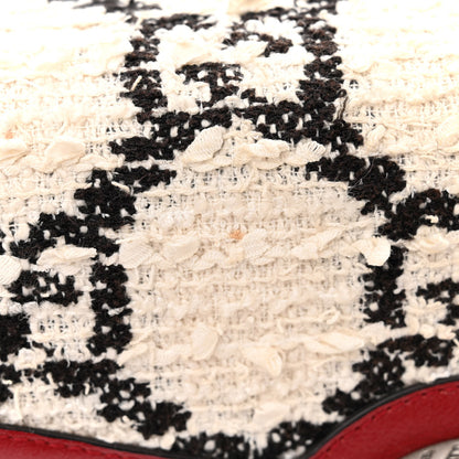 Gucci Tweed GG Monogram Small Dionysus Shoulder Bag White Black Romantic Cherry 16 of 18