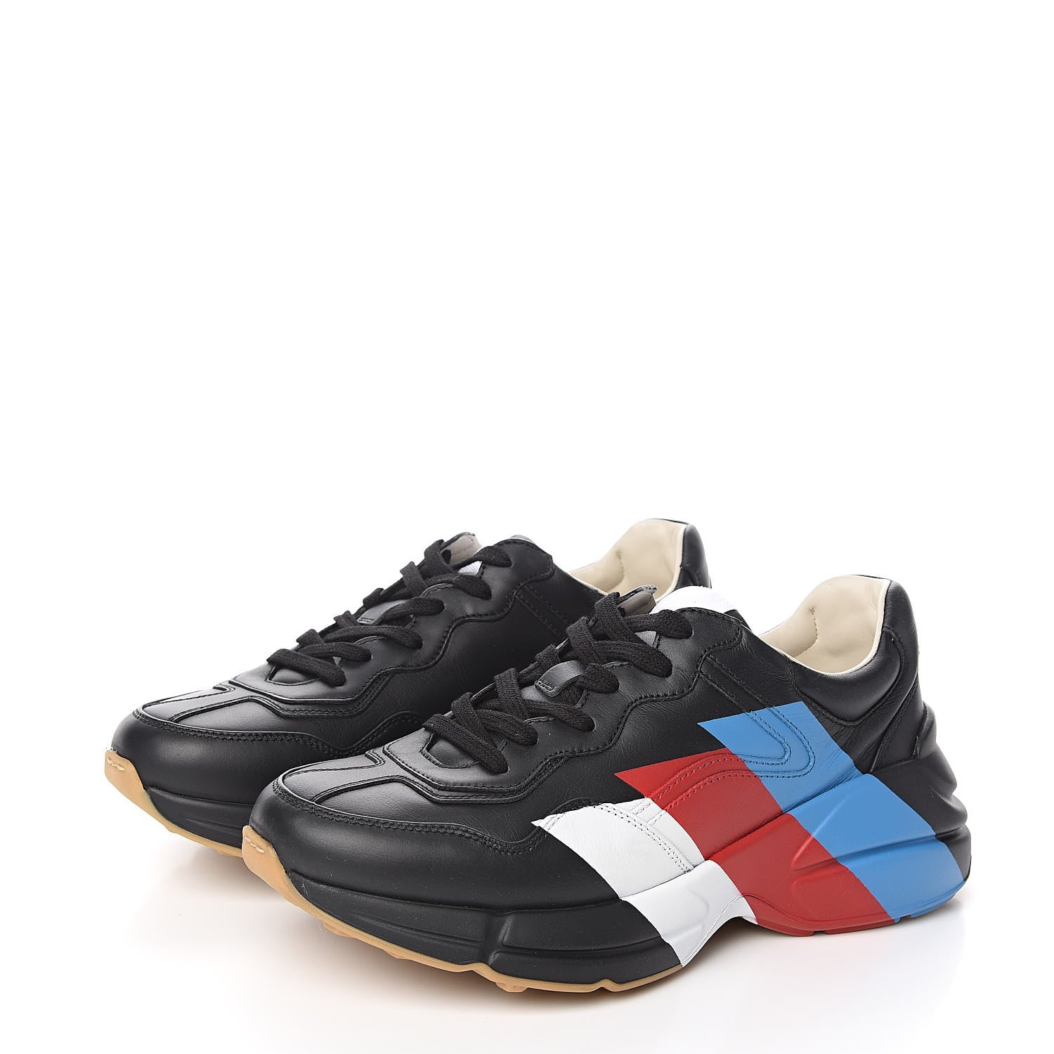 Gucci Calfskin Web Printed Mens Rhyton Sneakers 6.5 Black 3 of 9
