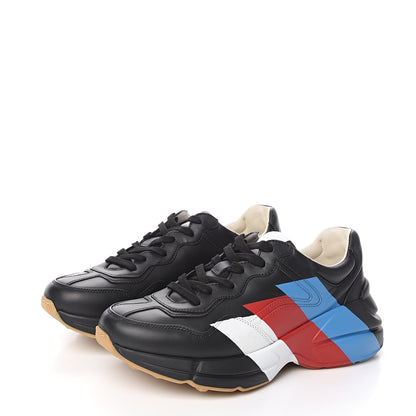 Gucci Calfskin Web Printed Mens Rhyton Sneakers 6.5 Black 3 of 9