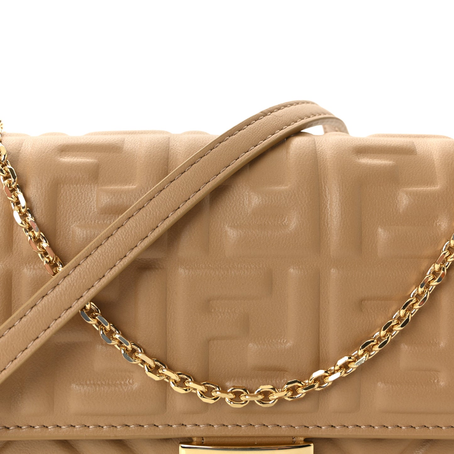 Nappa Matisse FF Embossed Wallet On Chain Baguette Miele Scuro