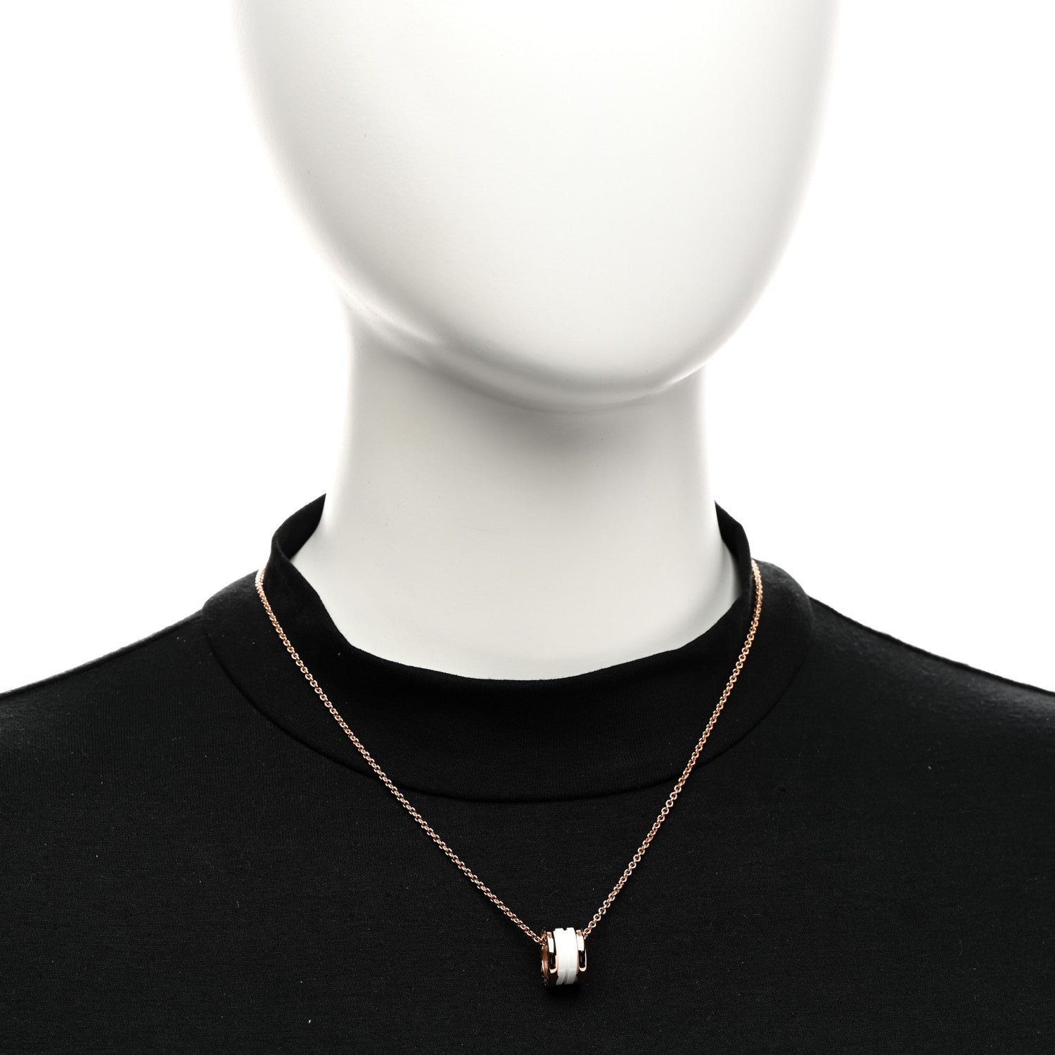 Bulgari 18K Rose Gold White Ceramic B.Zero1 Pendant Necklace 2 of 5