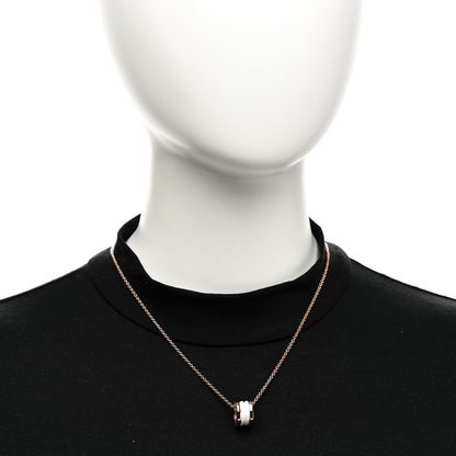 Bulgari 18K Rose Gold White Ceramic B.Zero1 Pendant Necklace 2 of 5