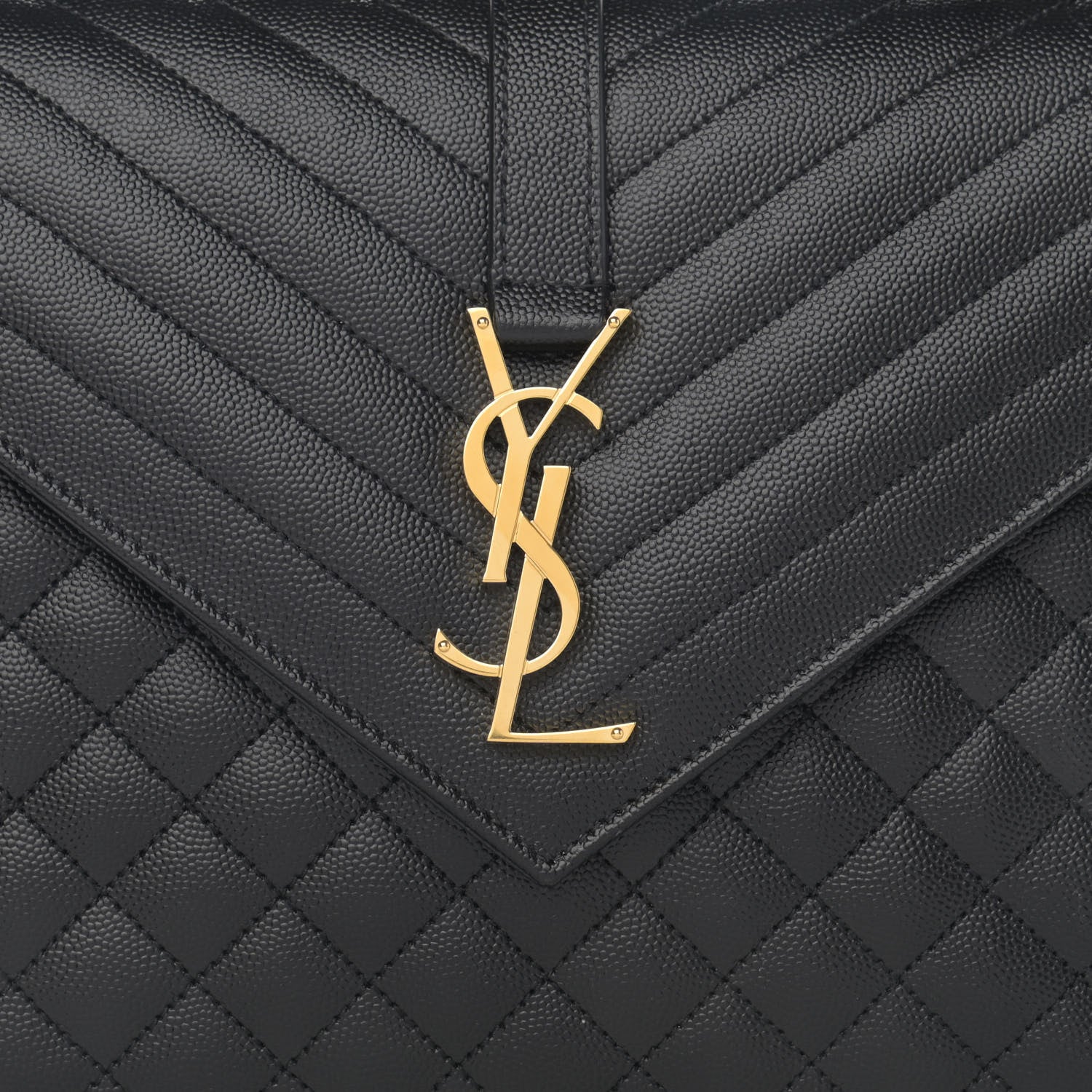 Saint Laurent Grain De Poudre Textured Mixed Matelasse Large Triquilt Monogram Satchel Black 9 of 11