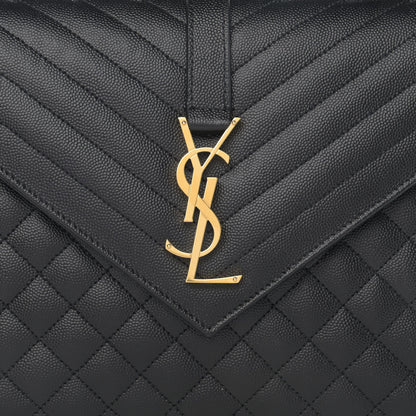 Saint Laurent Grain De Poudre Textured Mixed Matelasse Large Triquilt Monogram Satchel Black 9 of 11
