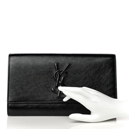 Saint Laurent Textured Patent Monogram Large Belle De Jour Clutch Black 2 of 13
