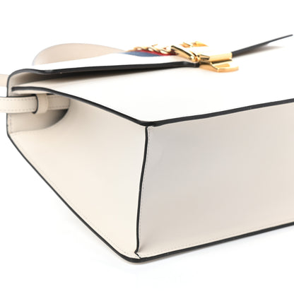 Gucci Calfskin Web Medium Sylvie Top Handle Bag White 7 of 8