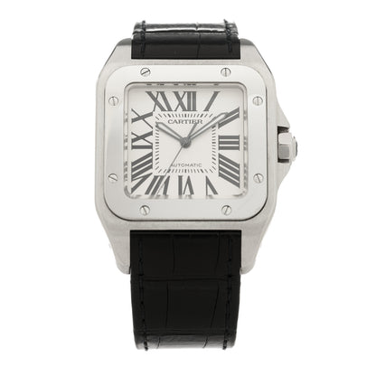 Cartier Stainless Steel Alligator 38mm Santos 100 Automatic Watch 1 of 4