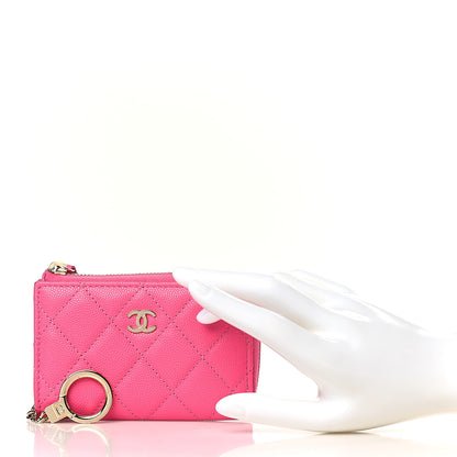 Chanel Caviar Quilted Zipped Key Holder Case Pink 2 of 6