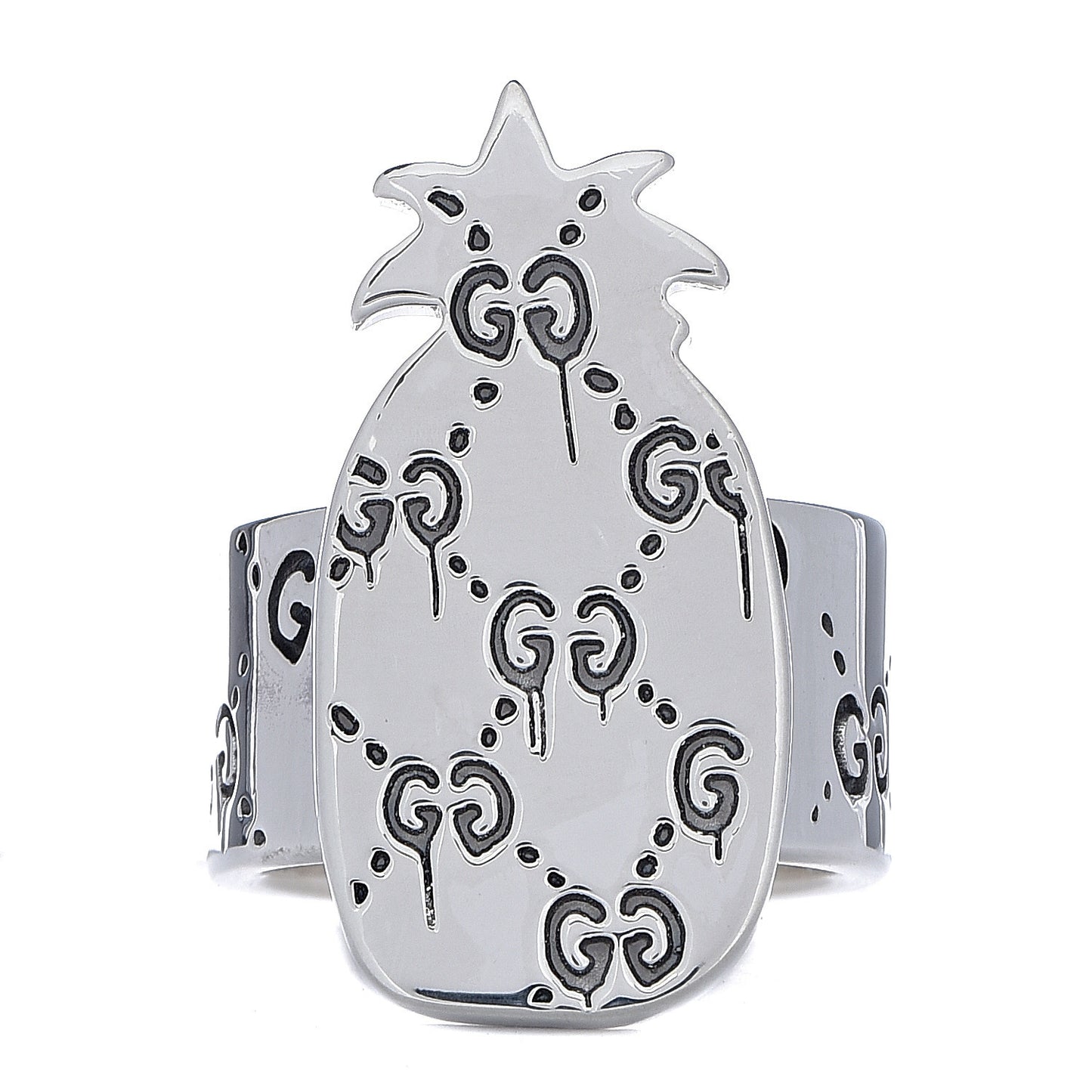 Sterling Silver GucciGhost Pineapple Ring 50 5.5