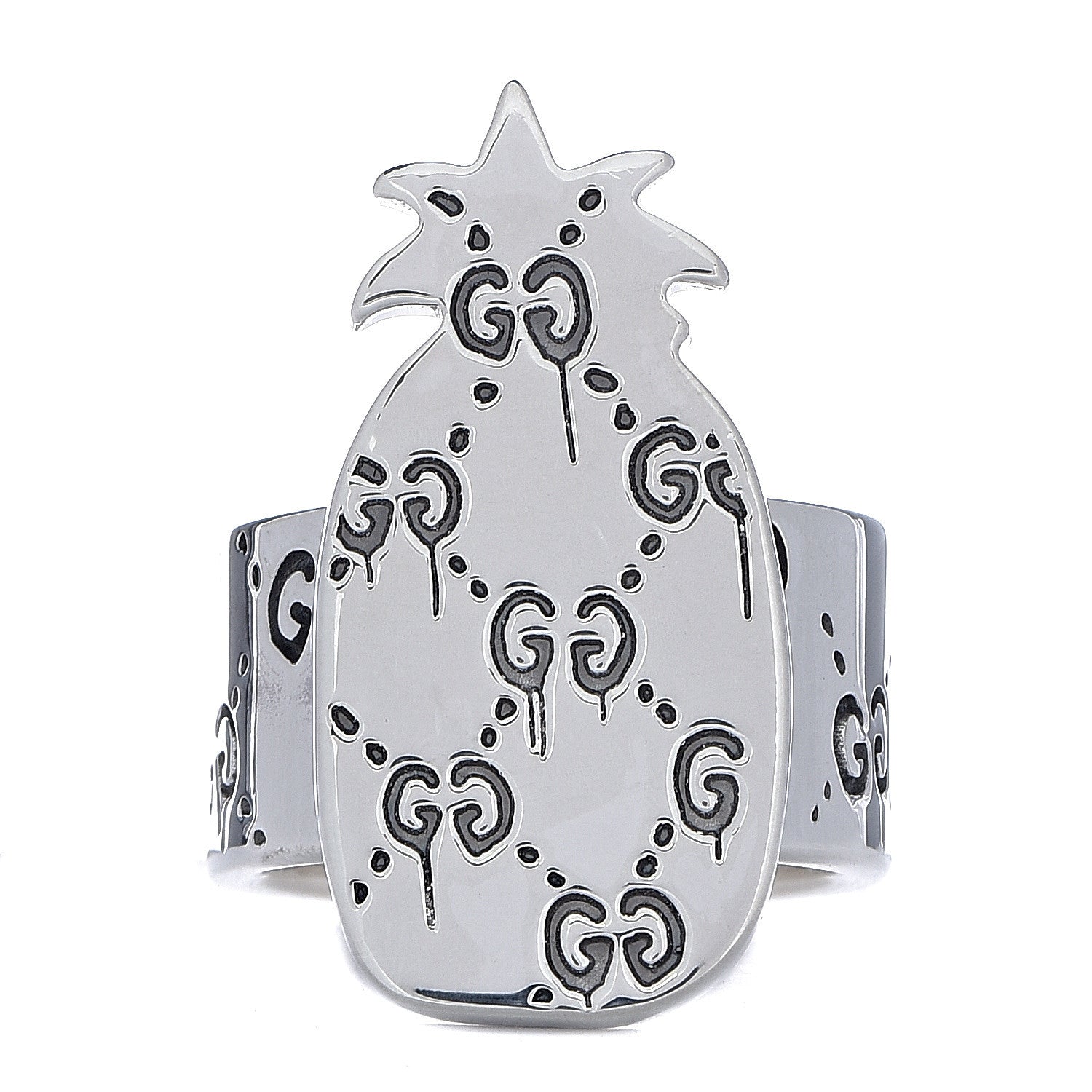 Gucci Sterling Silver GucciGhost Pineapple Ring 50 5.5 1 of 6
