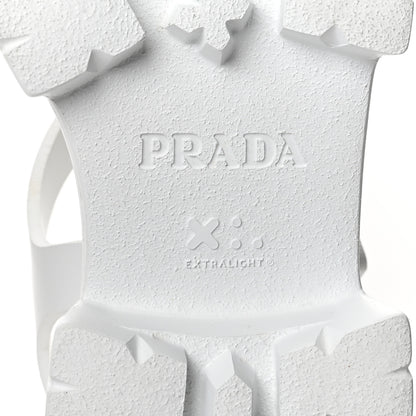 Prada Foam Rubber Metal Triangle Logo Monolith 55mm Cage Sandals 41 White 7 of 8