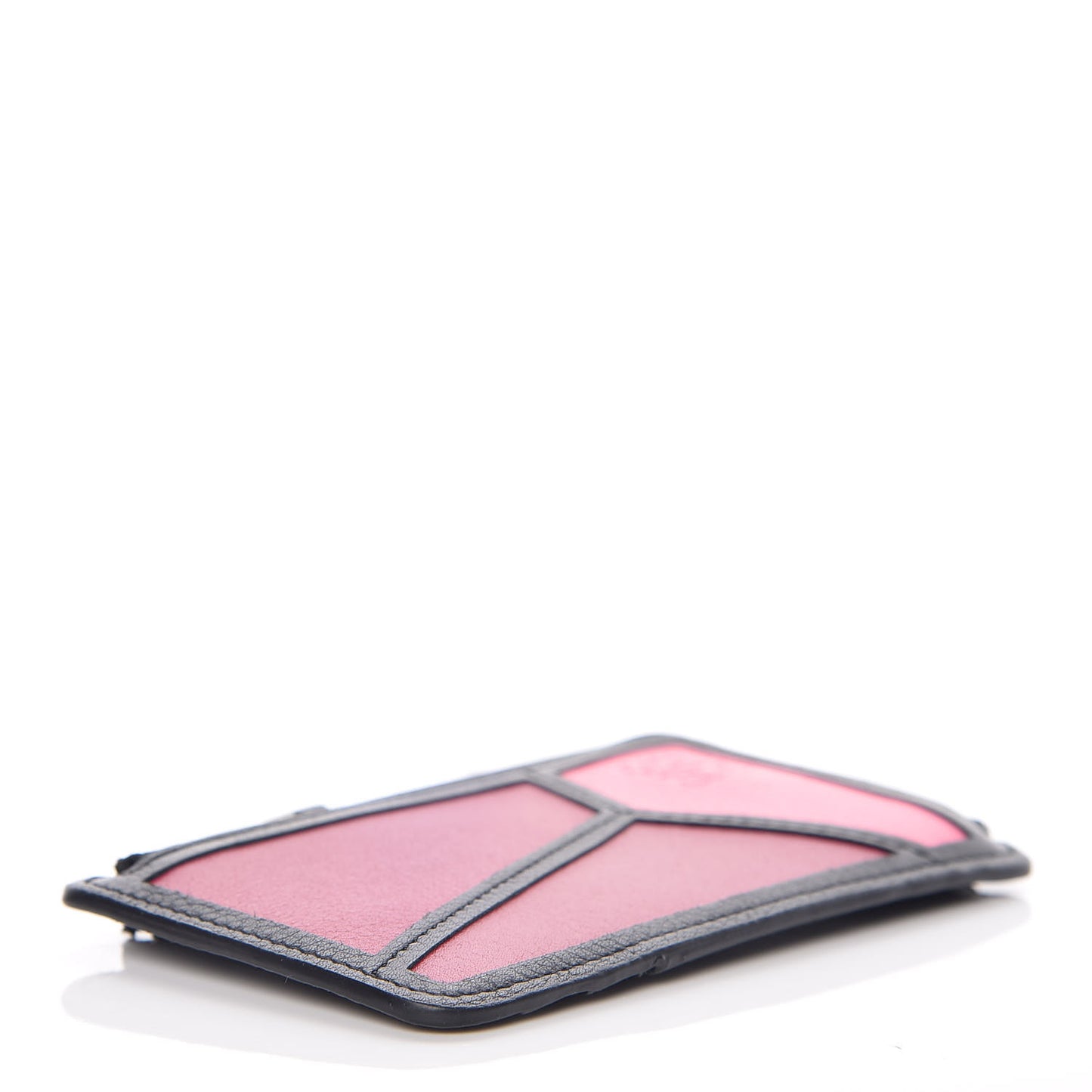 Calfskin Puzzle Colorblock Coin Card Holder Wild Rose Raspberry