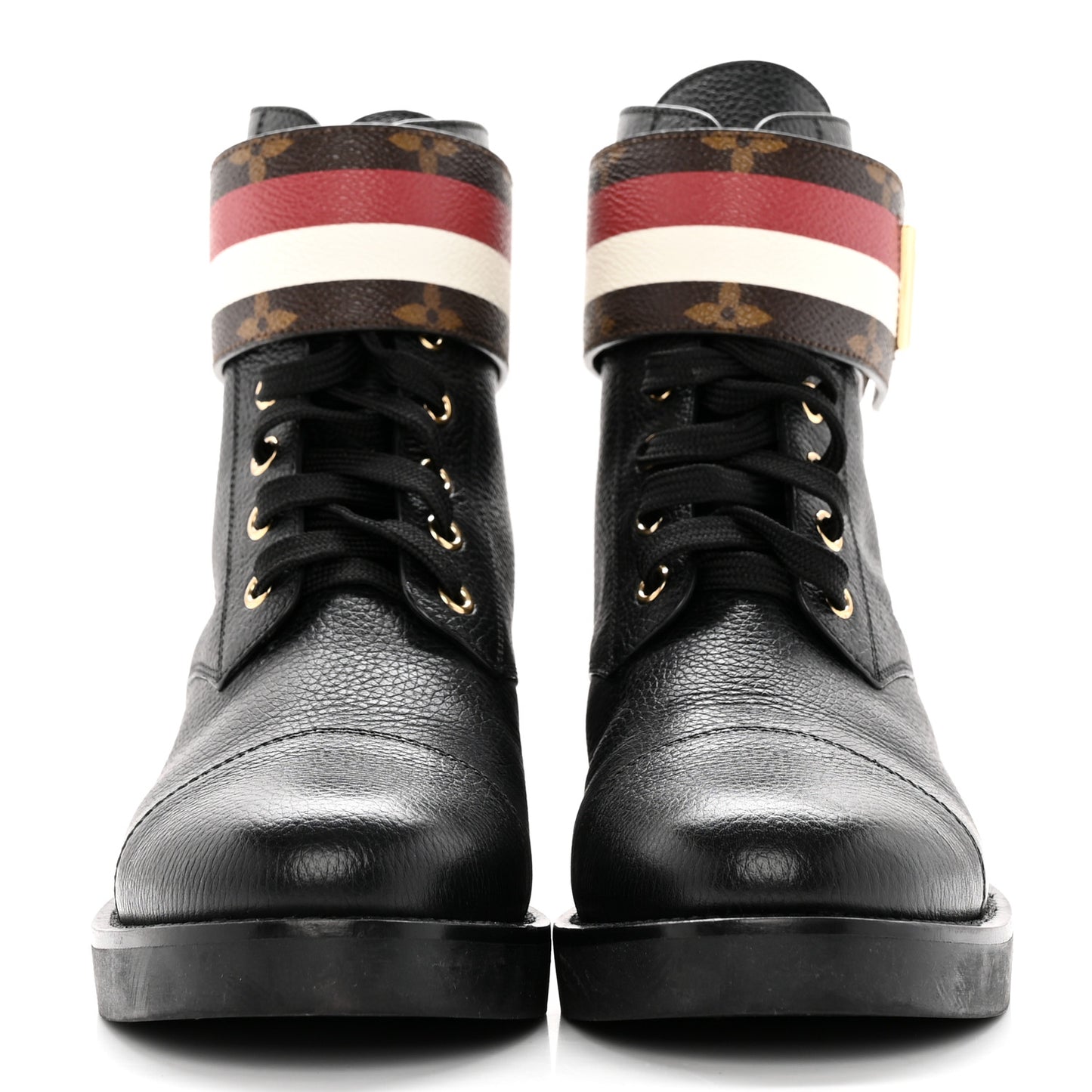 Calfskin Monogram Wonderland Flat Ranger Boots 36 Black Red White