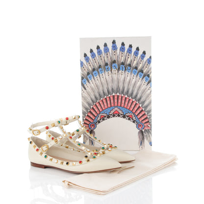 Valentino Garavani Nappa Rockstud Rolling Cage Ballerina Flats 35 Light Ivory 8 of 8