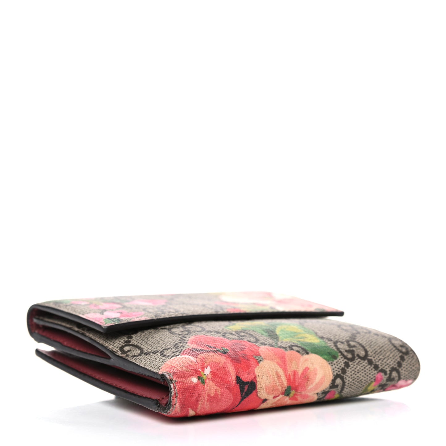 GG Supreme Monogram Blooms French Flap Wallet Beige Multicolor Dry Rose