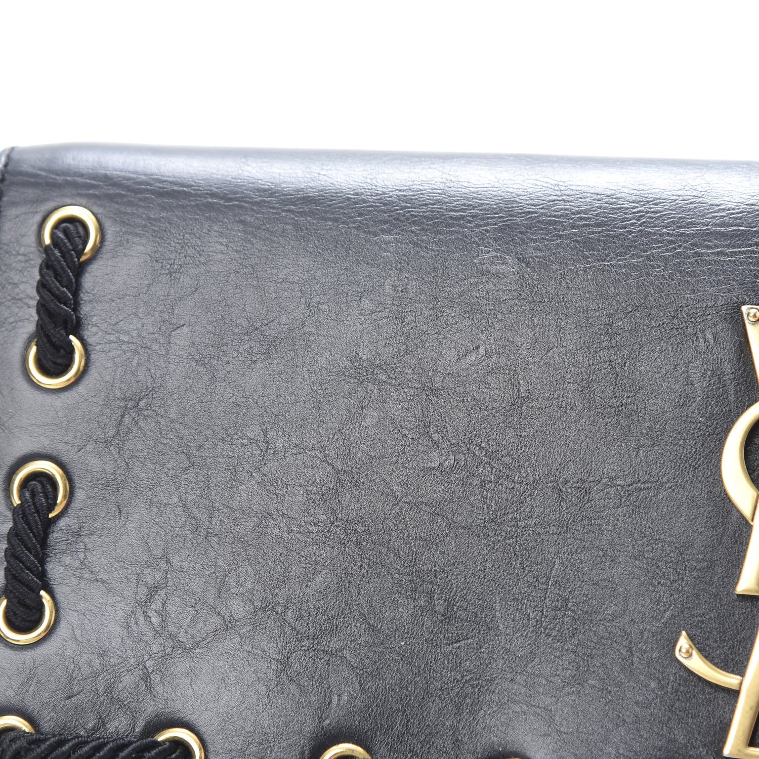 Saint Laurent Calfskin Rope Monogram Cassandre Clutch Black 11 of 14