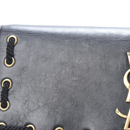 Saint Laurent Calfskin Rope Monogram Cassandre Clutch Black 11 of 14