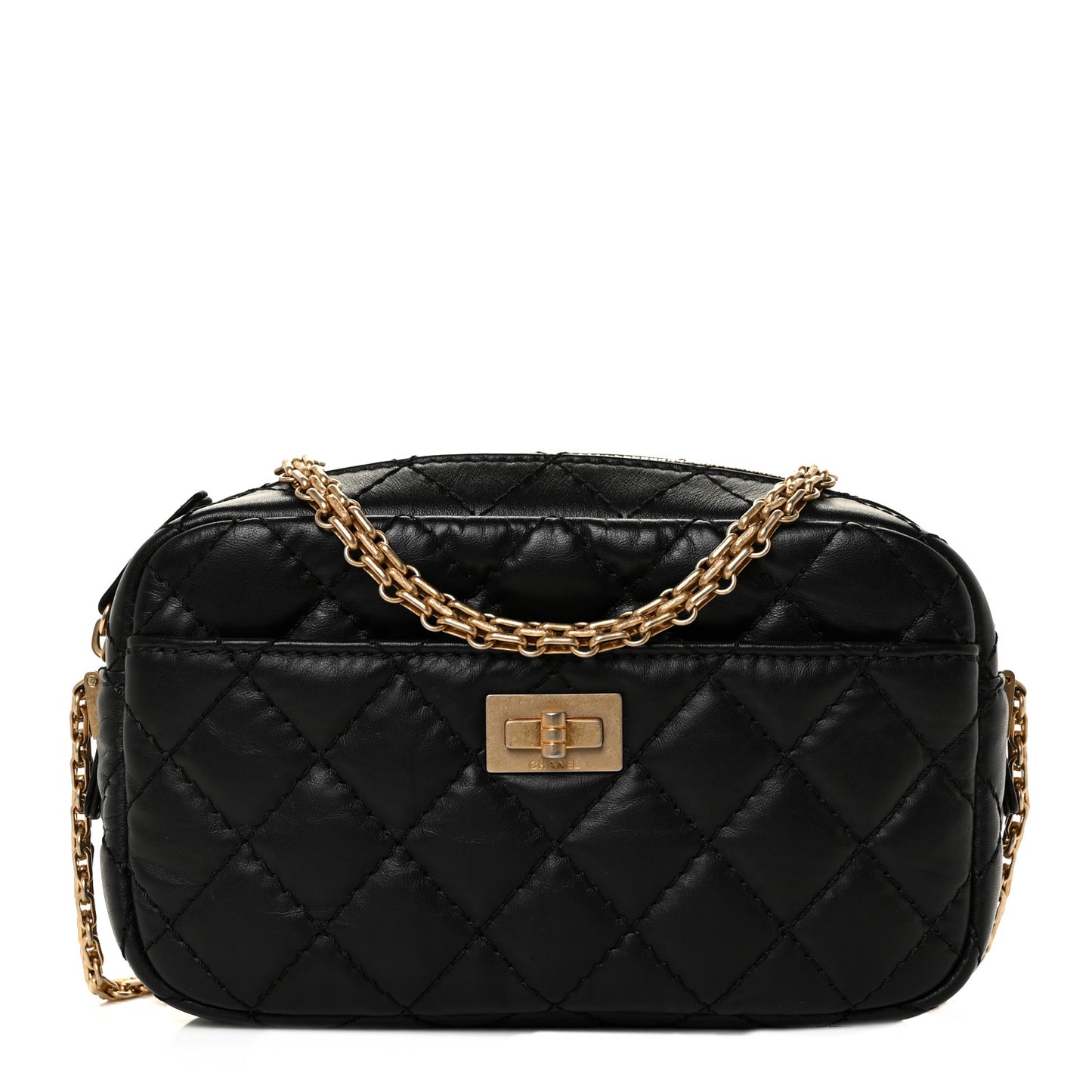 Aged Calfskin Quilted Mini Reissue Camera Case Black