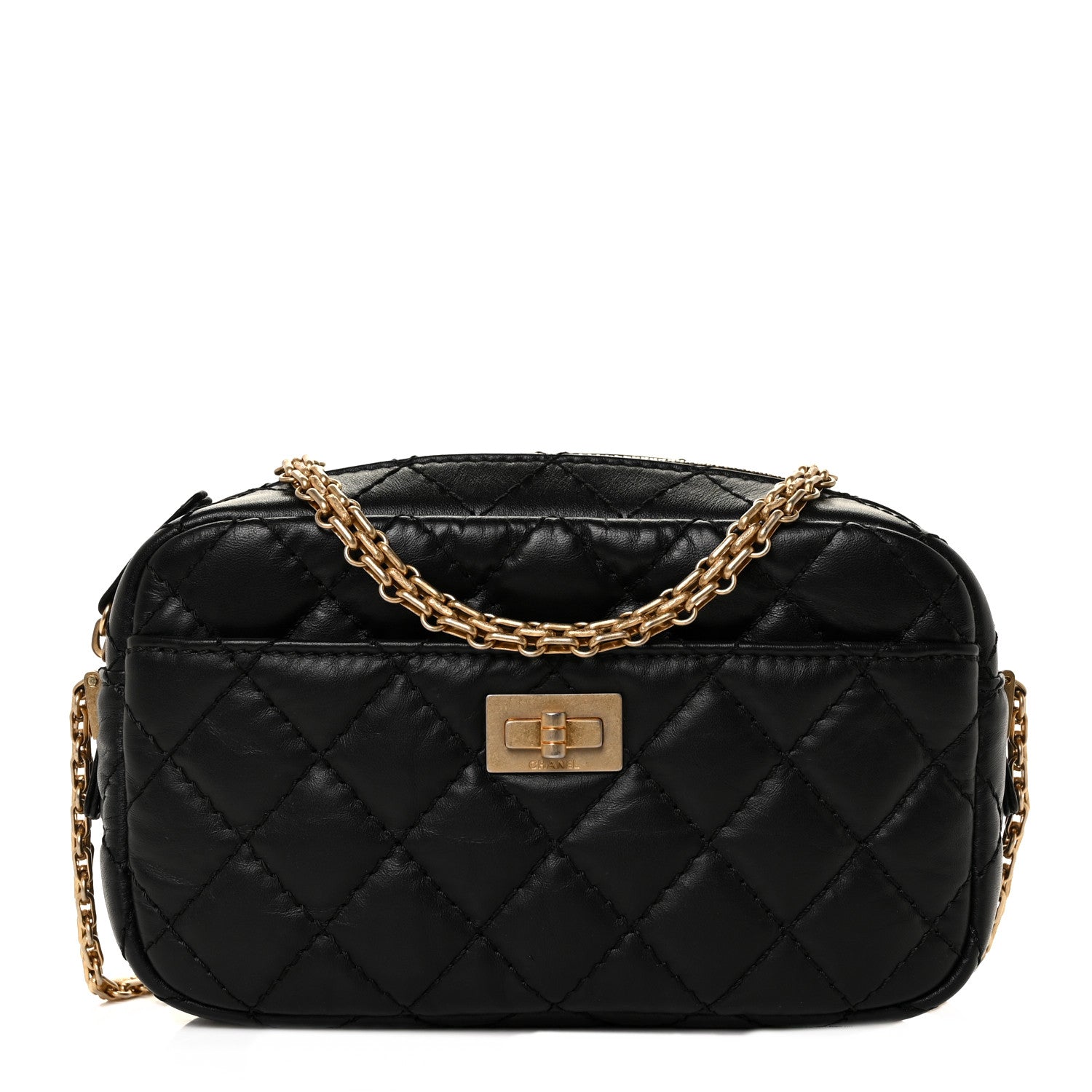 Chanel Aged Calfskin Quilted Mini Reissue Camera Case Black 1 of 9